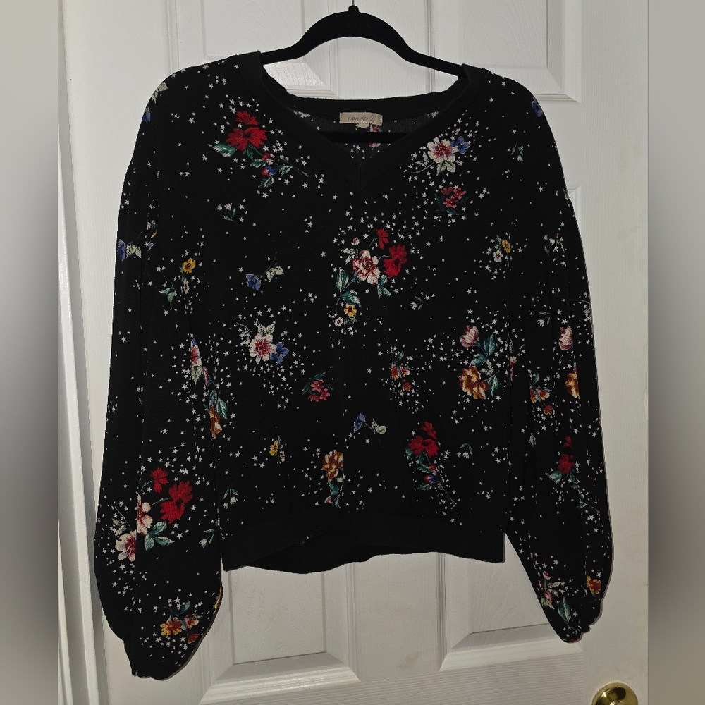 Wonderly Black Starry Print Top